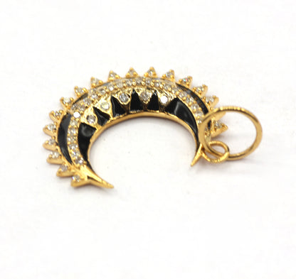 Moon 14k Solid Gold Diamond Pendants