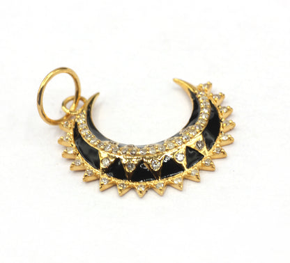 Moon 14k Solid Gold Diamond Pendants