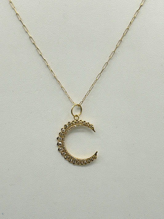 Moon 14k Solid Gold Diamond Pendants