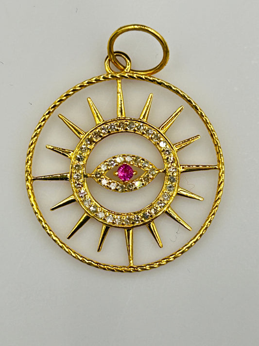 Round Star 14k Solid Gold Diamond Pendants