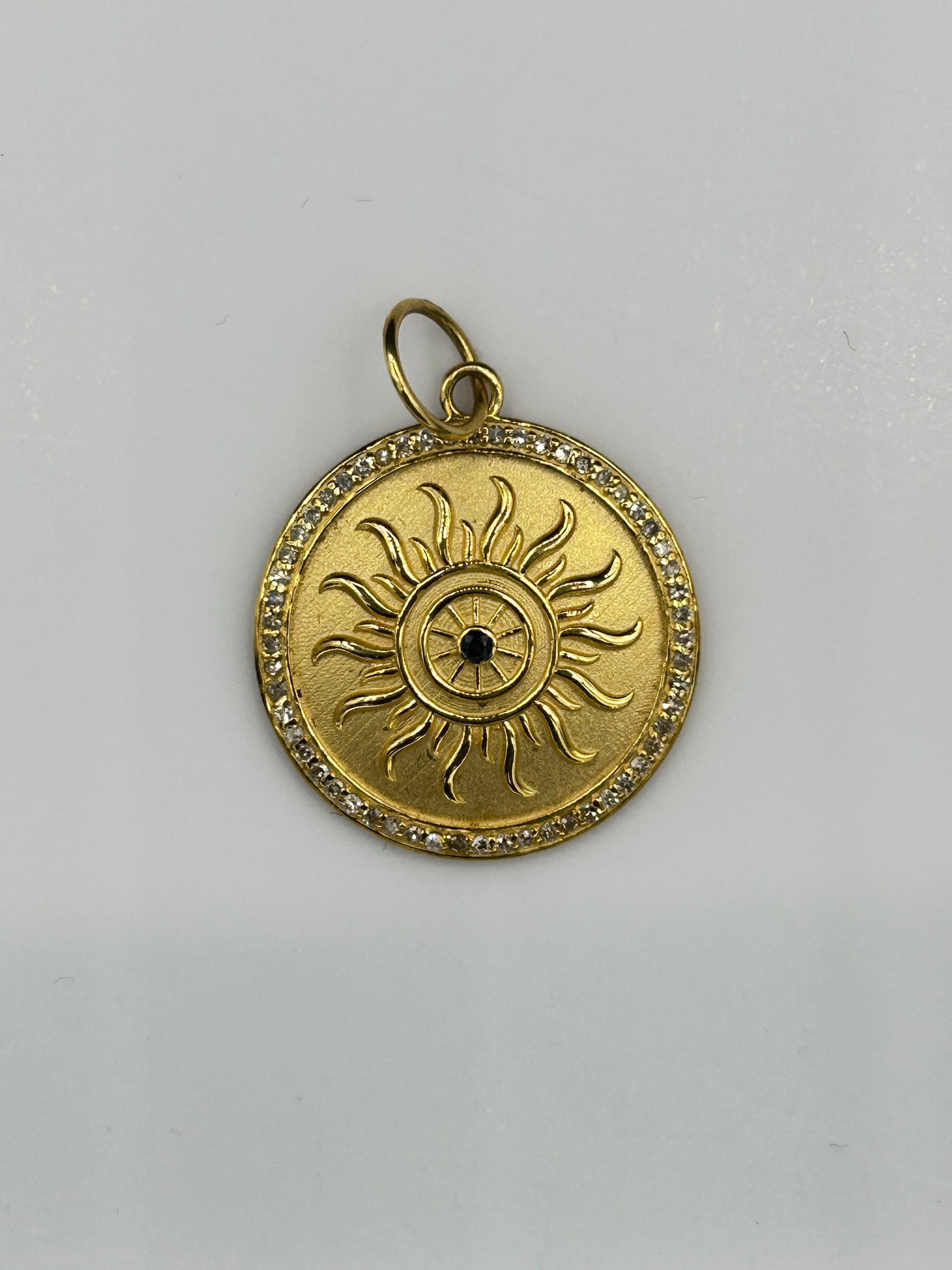 Round 14k Solid Gold Diamond Pendants