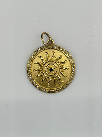 Round 14k Solid Gold Diamond Pendants