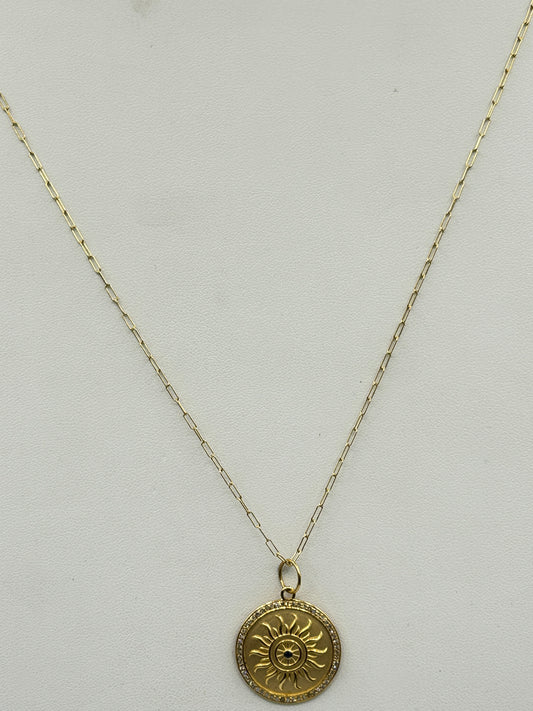 Round 14k Solid Gold Diamond Pendants