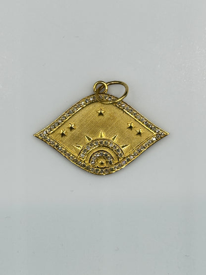 Evil Eye 14k Solid Gold Diamond Pendants