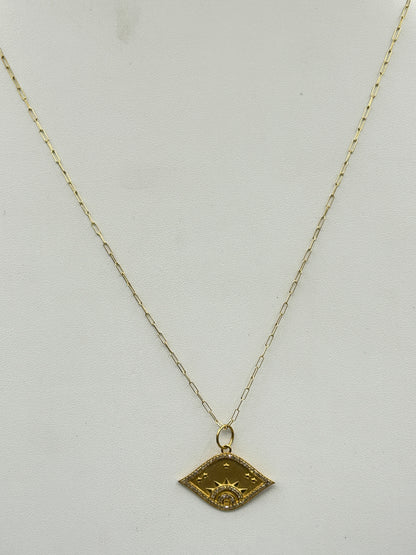 Evil Eye 14k Solid Gold Diamond Pendants
