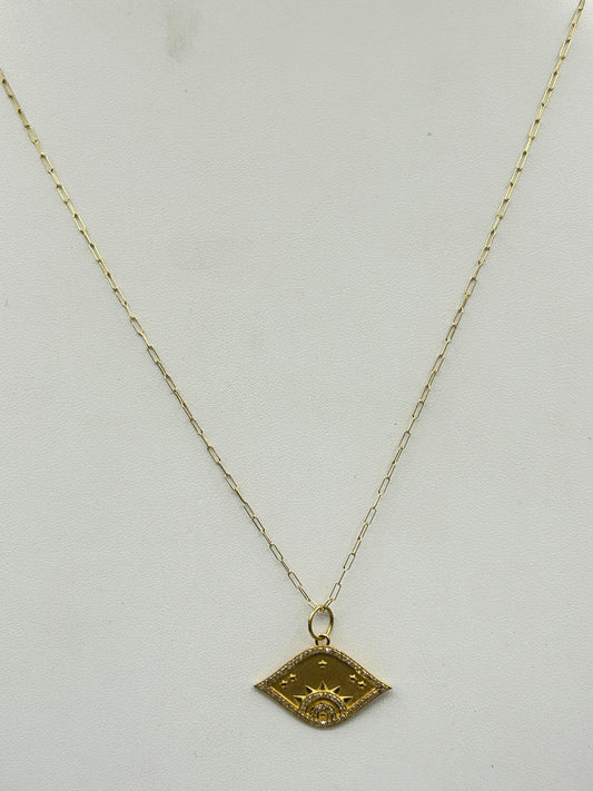 Evil Eye 14k Solid Gold Diamond Pendants