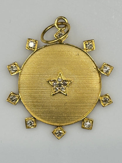 Round 14k Solid Gold Diamond Pendants