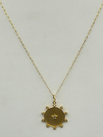 Round 14k Solid Gold Diamond Pendants