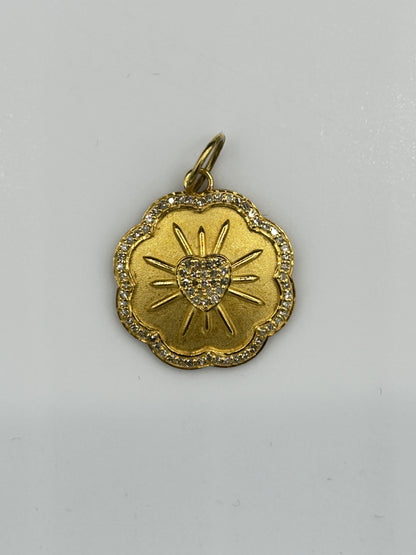 Heart 14k Solid Gold Diamond Pendants
