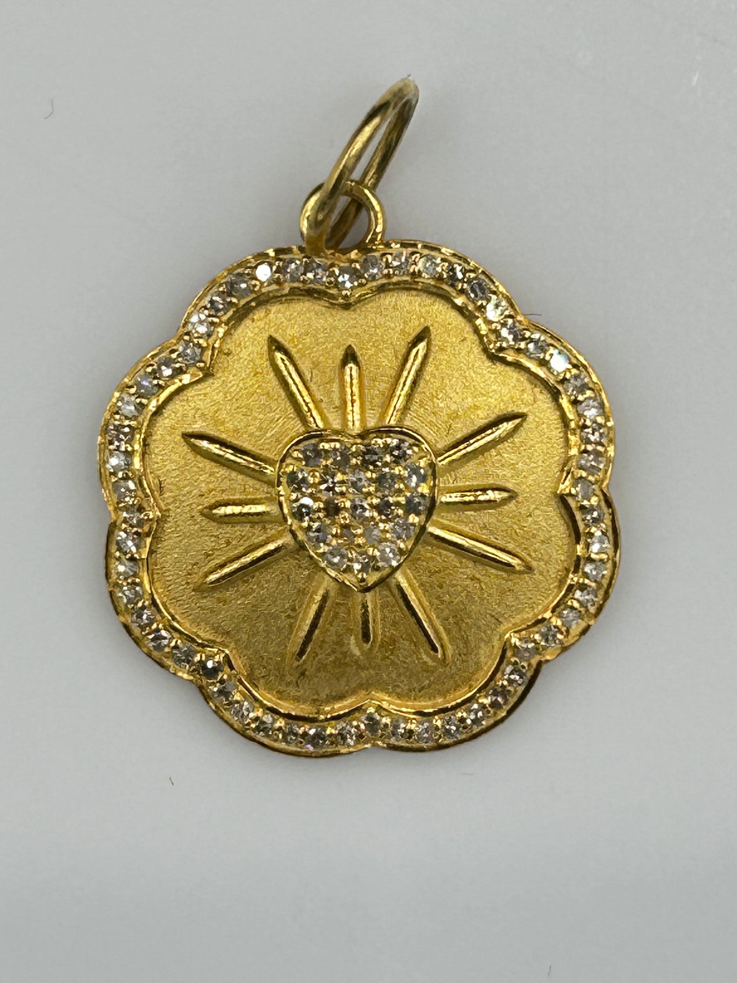 Heart 14k Solid Gold Diamond Pendants