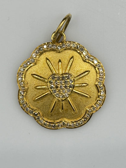 Heart 14k Solid Gold Diamond Pendants