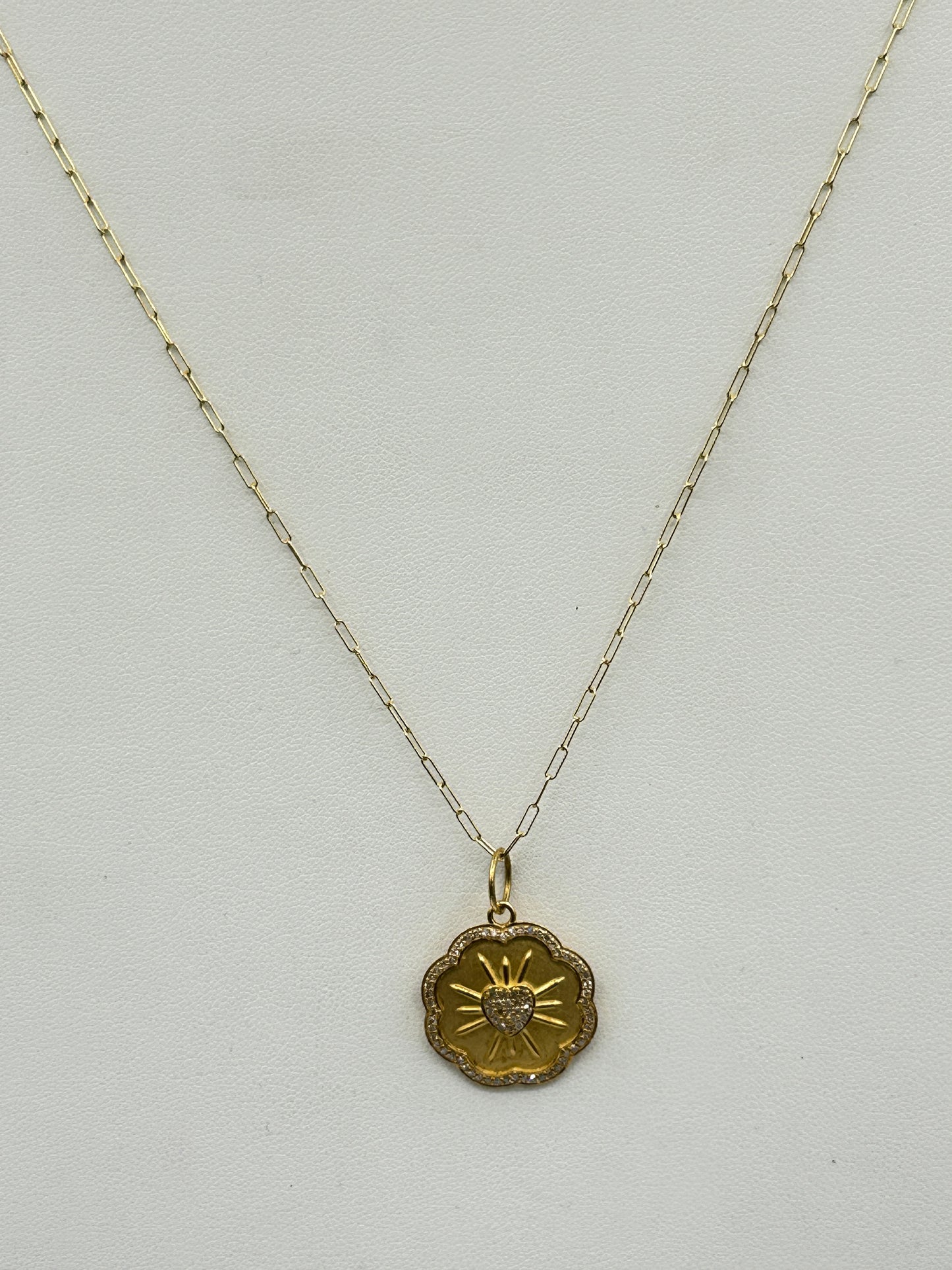 Heart 14k Solid Gold Diamond Pendants