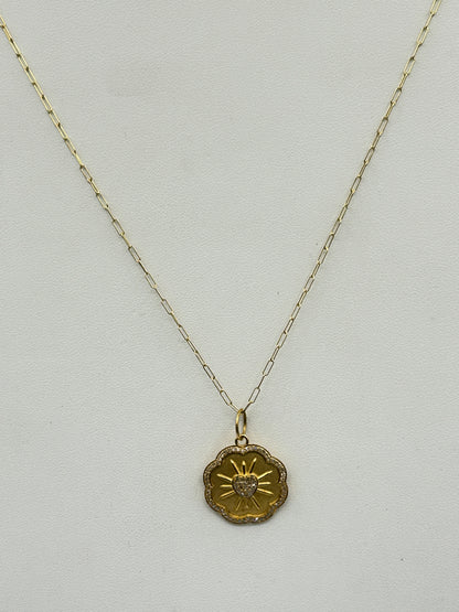 Heart 14k Solid Gold Diamond Pendants