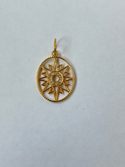 Oval14k Solid Gold Diamond Pendants