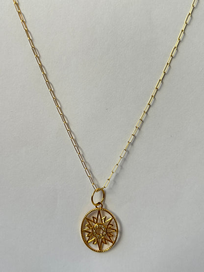 Oval14k Solid Gold Diamond Pendants