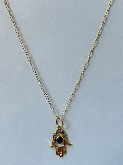 Hamsa Hand 14k Solid Gold Diamond Pendants