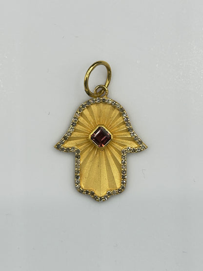 Hamsa hand 14k Solid Gold Diamond Pendants