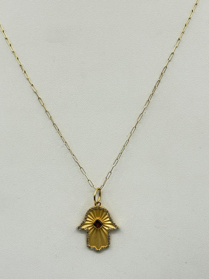 Hamsa hand 14k Solid Gold Diamond Pendants