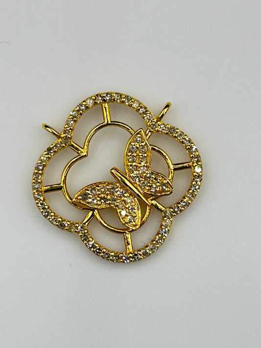 Butterfly 14k Solid Gold Diamond Pendants