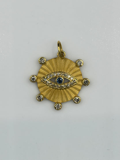 Evil Eye 14k Solid Gold Diamond Pendants