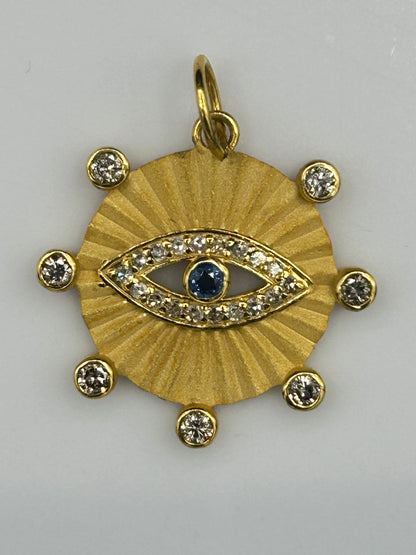 Evil Eye 14k Solid Gold Diamond Pendants