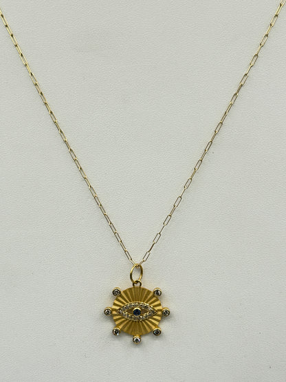 Evil Eye 14k Solid Gold Diamond Pendants