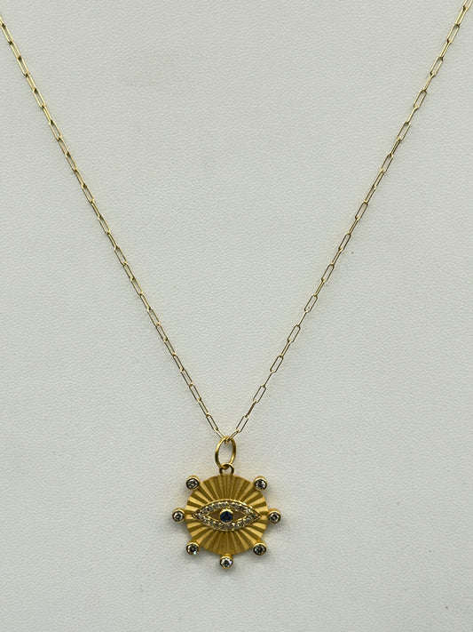 Evil Eye 14k Solid Gold Diamond Pendants