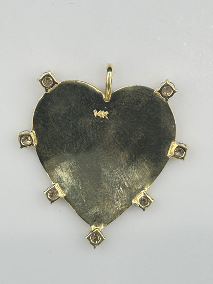 Heart 14k Solid Gold Diamond Pendants