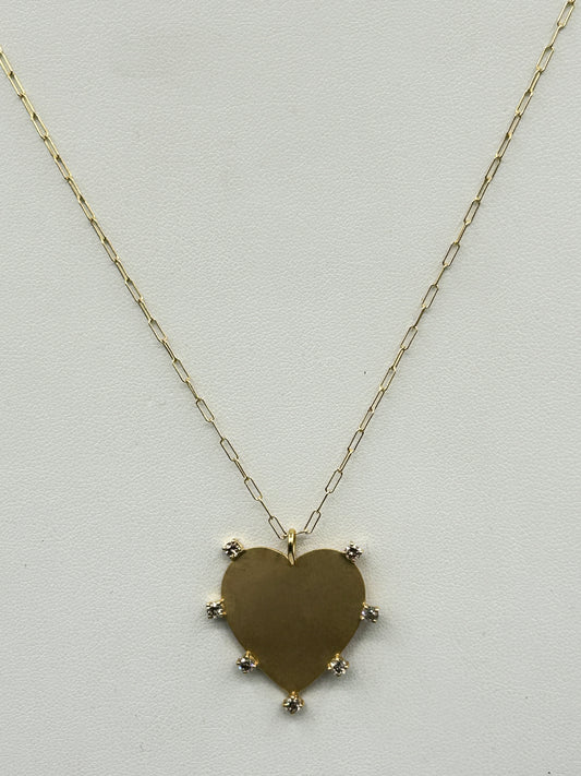 Heart 14k Solid Gold Diamond Pendants