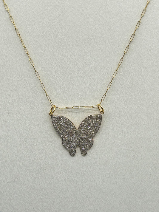 14k Solid Gold Open Leaf Shape Diamond Pendants