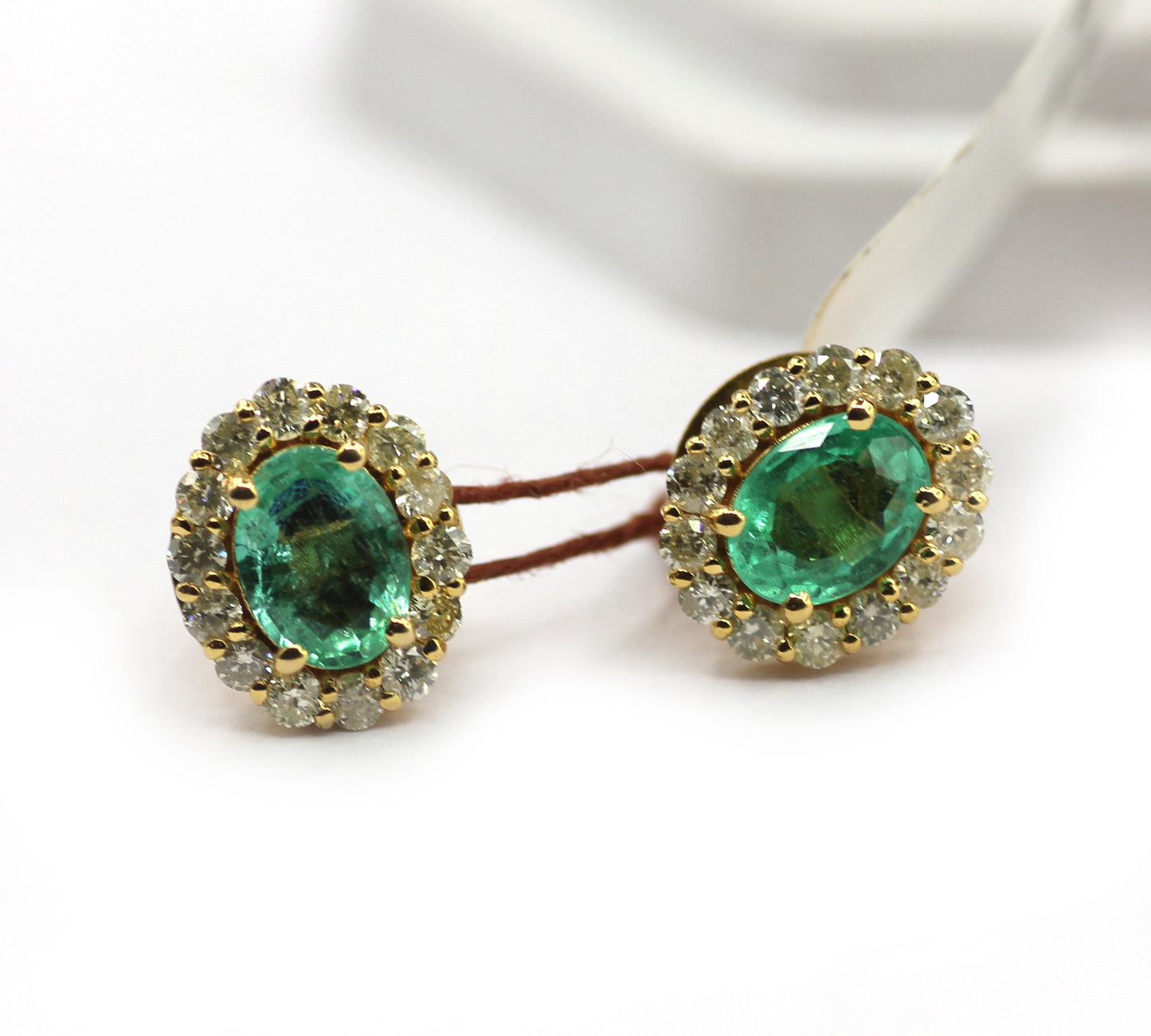 Emerald 14k Gold Diamond Stud Earring