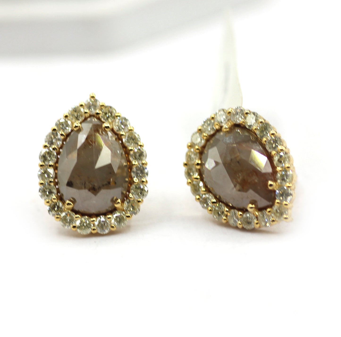 Salt paper diamond 14k Gold Diamond Stud Earring