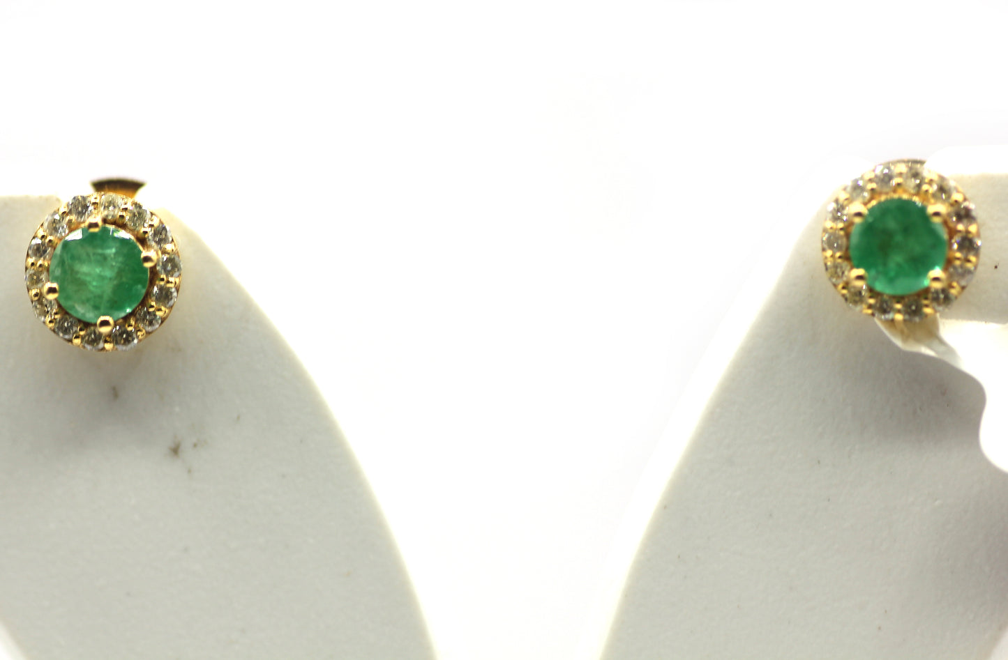 Emerald 14k Gold Diamond Stud Earring