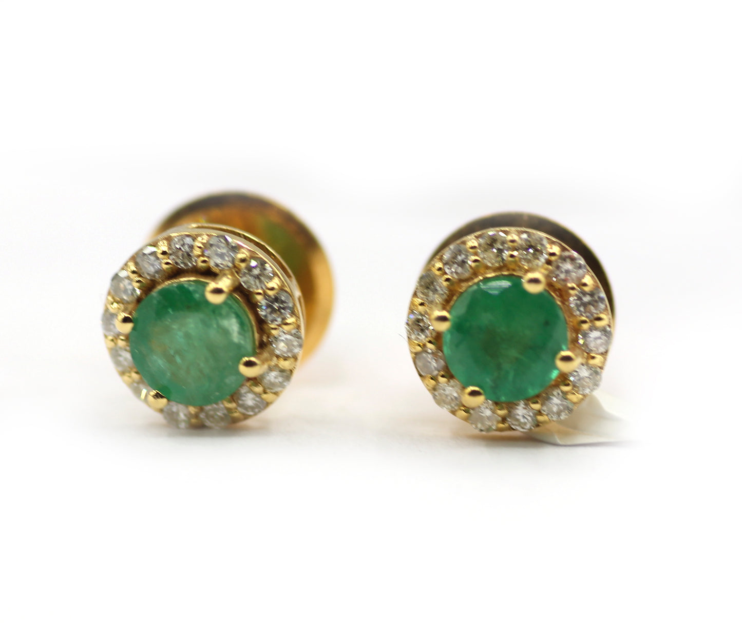 Emerald 14k Gold Diamond Stud Earring