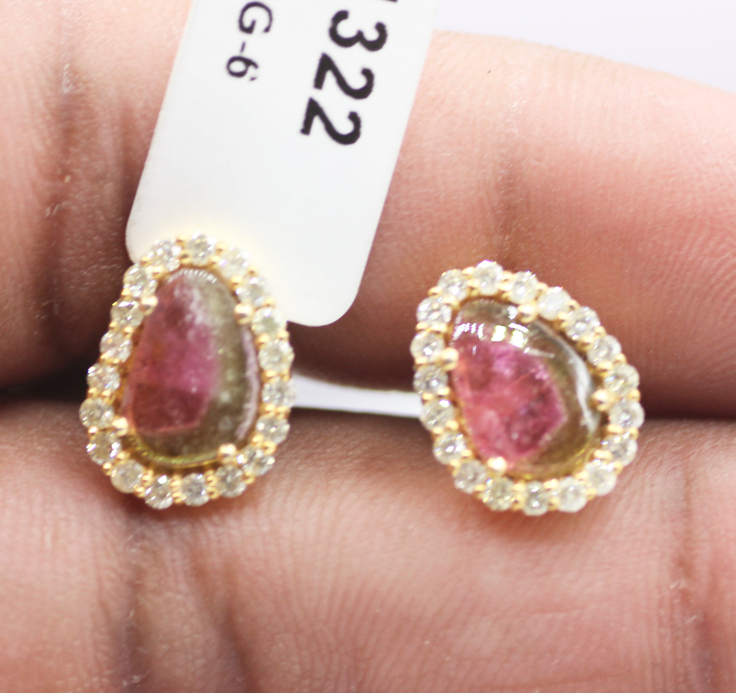 Tourmaline 14k Gold Diamond Stud Earring