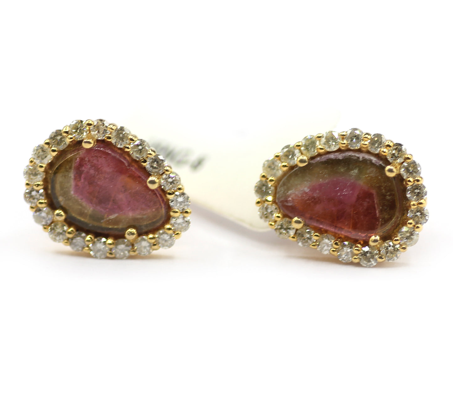 Tourmaline 14k Gold Diamond Stud Earring