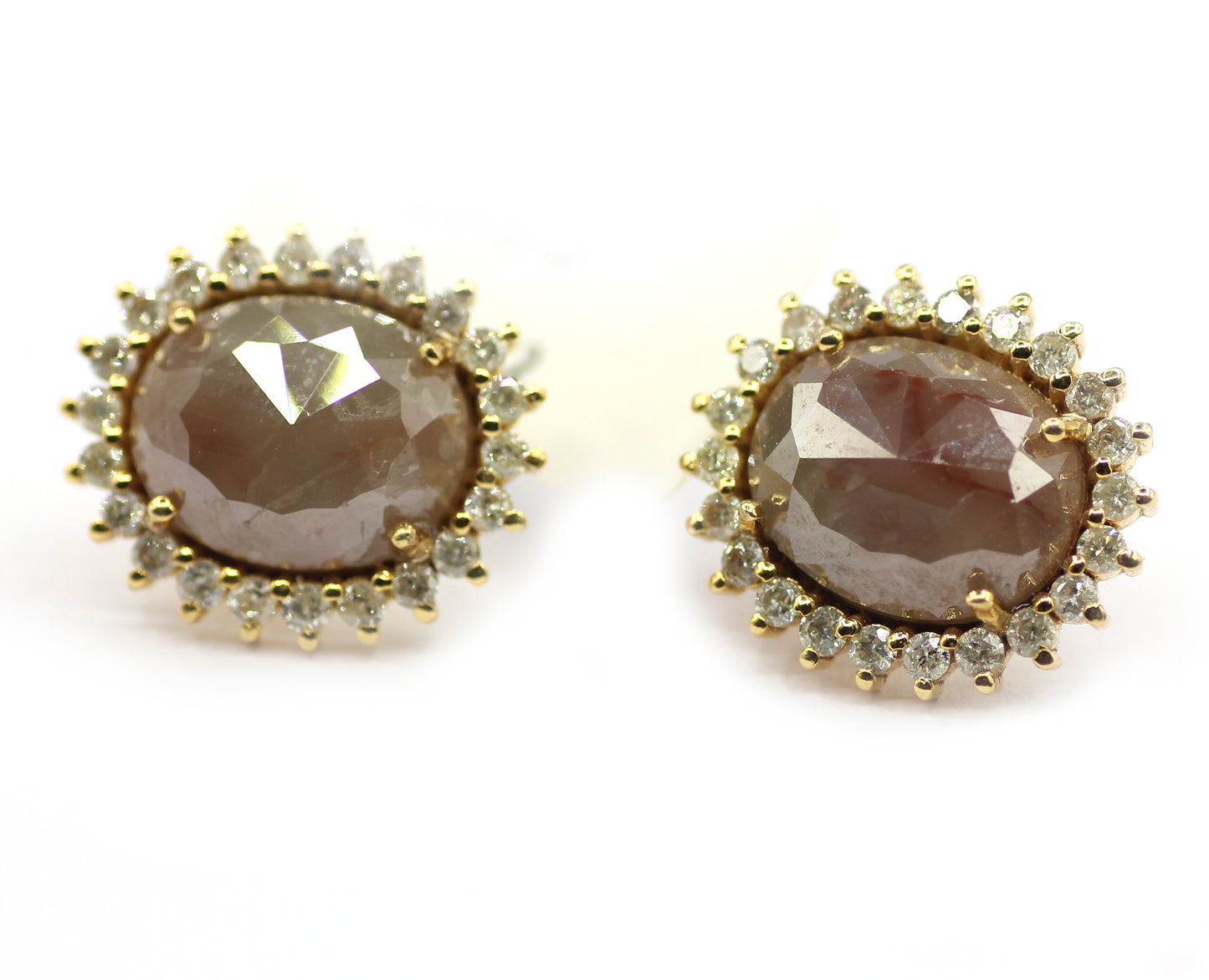 Salt paper 14k Gold Diamond Stud Earring