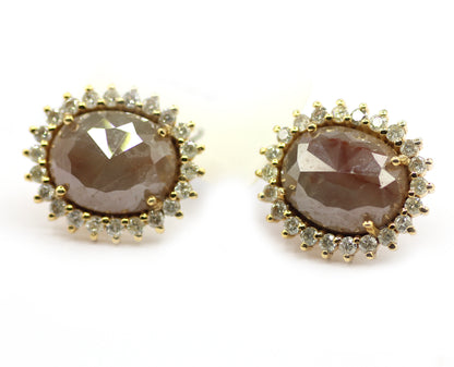 Salt paper 14k Gold Diamond Stud Earring