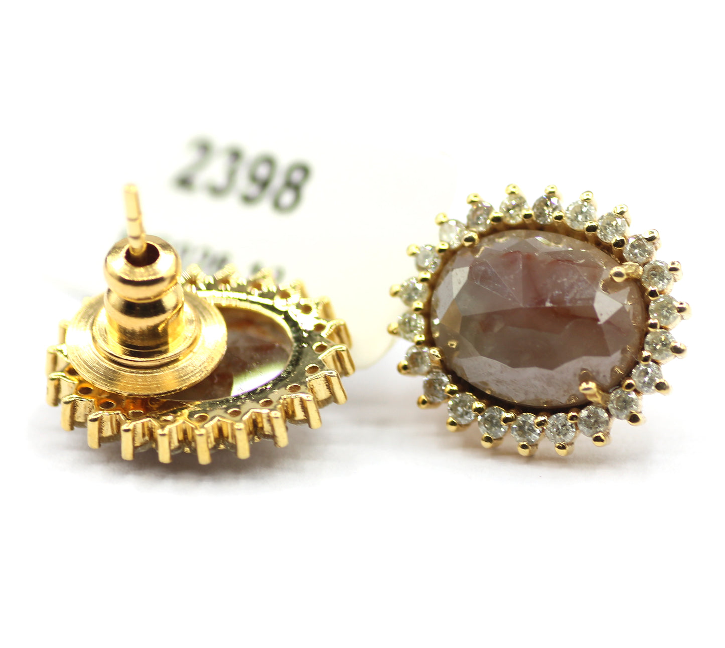 Salt paper 14k Gold Diamond Stud Earring