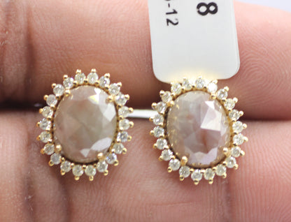 Salt paper 14k Gold Diamond Stud Earring