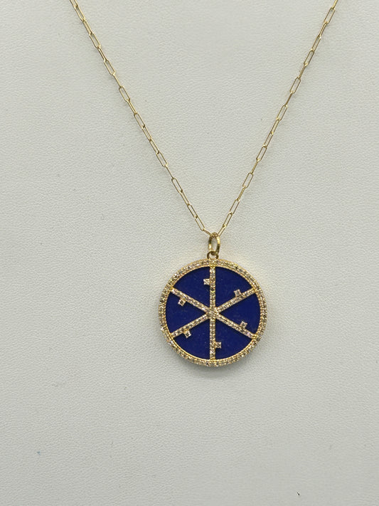 Lapis Lazuli Pendant in 14k Gold with Diamonds