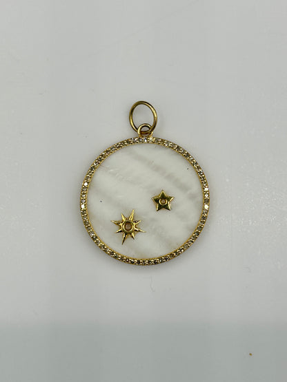 Round 14k Solid Gold Diamond Pendants