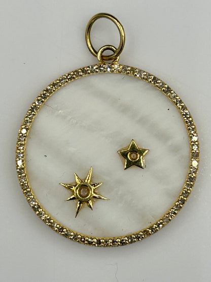 Round 14k Solid Gold Diamond Pendants