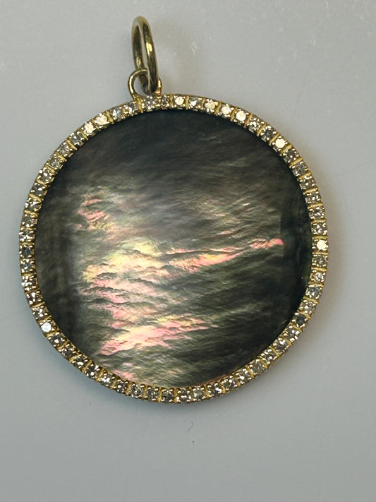 Round 14k Solid Gold Diamond Pendants