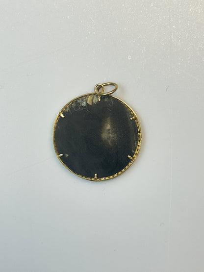 Round 14k Solid Gold Diamond Pendants