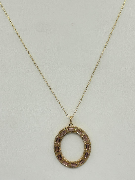 Oval 14k Solid Gold Diamond Pendants