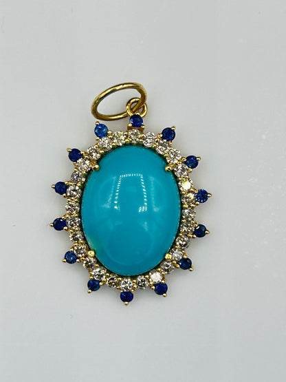 Oval 14k Solid Gold Diamond Pendants