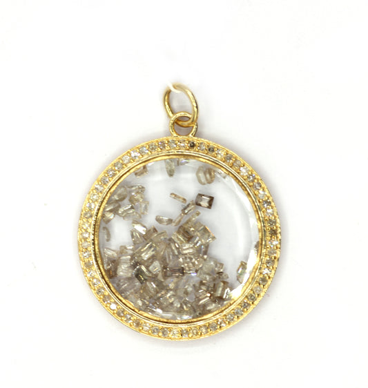 Round 14k Solid Gold Diamond Pendants