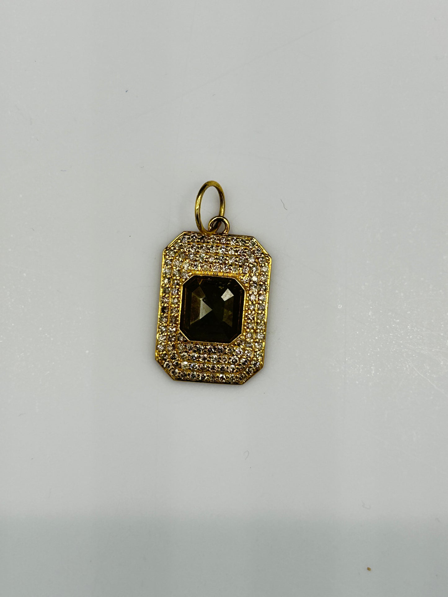 Rectangle 14k Solid Gold Diamond Pendants