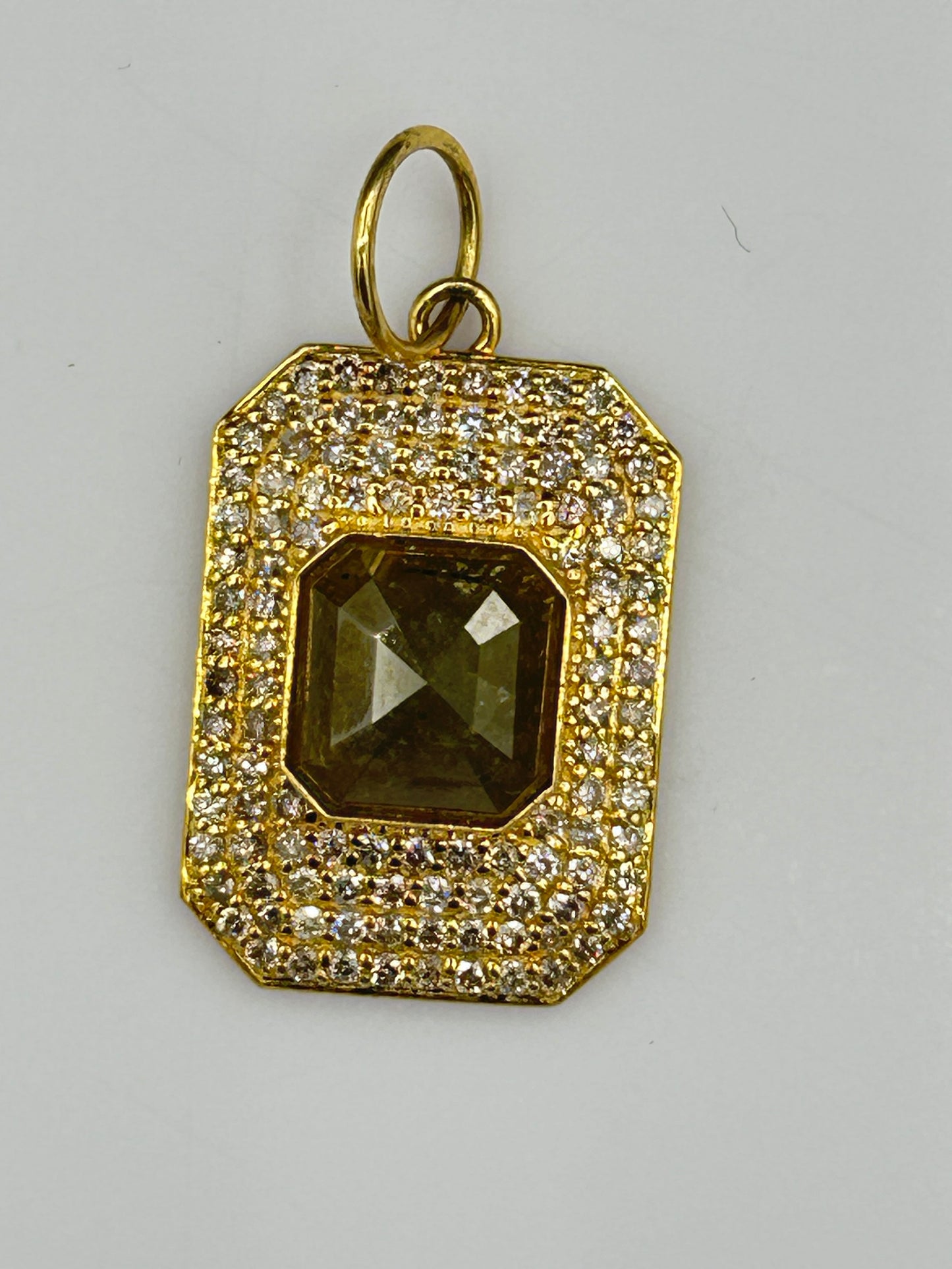 Rectangle 14k Solid Gold Diamond Pendants